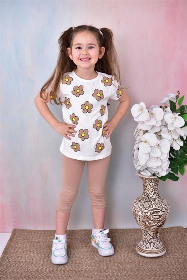 BOYS AND G RLS Small Floral Patterned 2 Piece Tights Set for Girls Trendyol