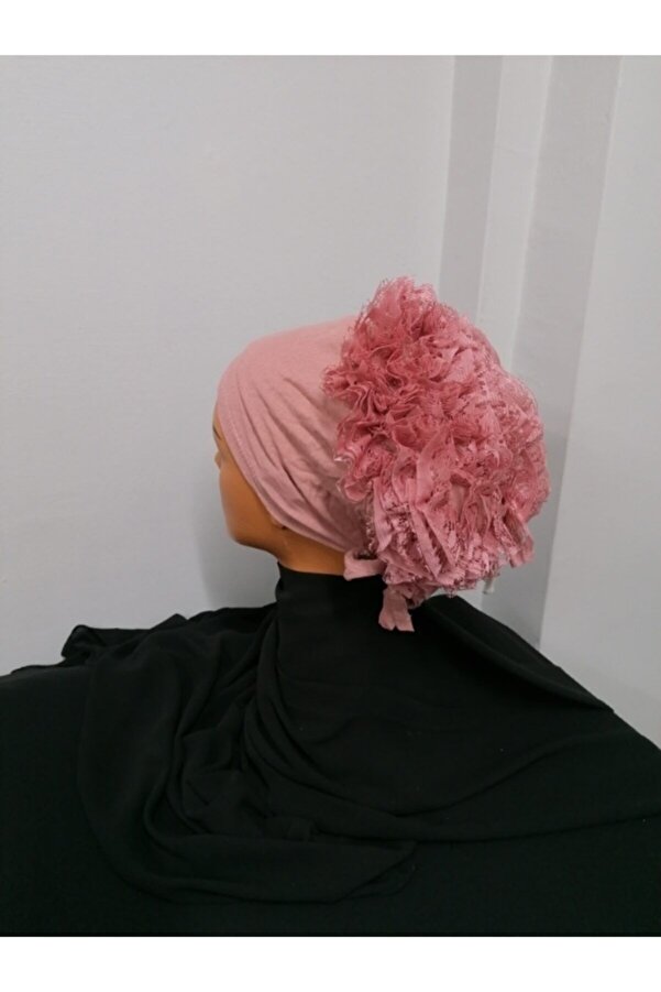 Yasmin S'H'E Dried Rose Color Frilly Bonnet Inner Bonnet - Trendyol