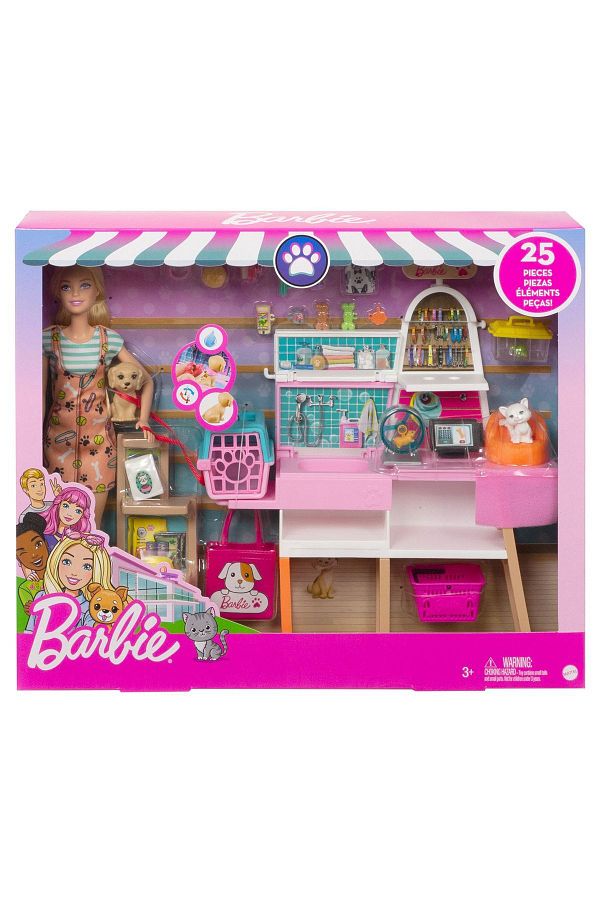 Barbie Grg90 and Pet Shop Play Set Trendyol