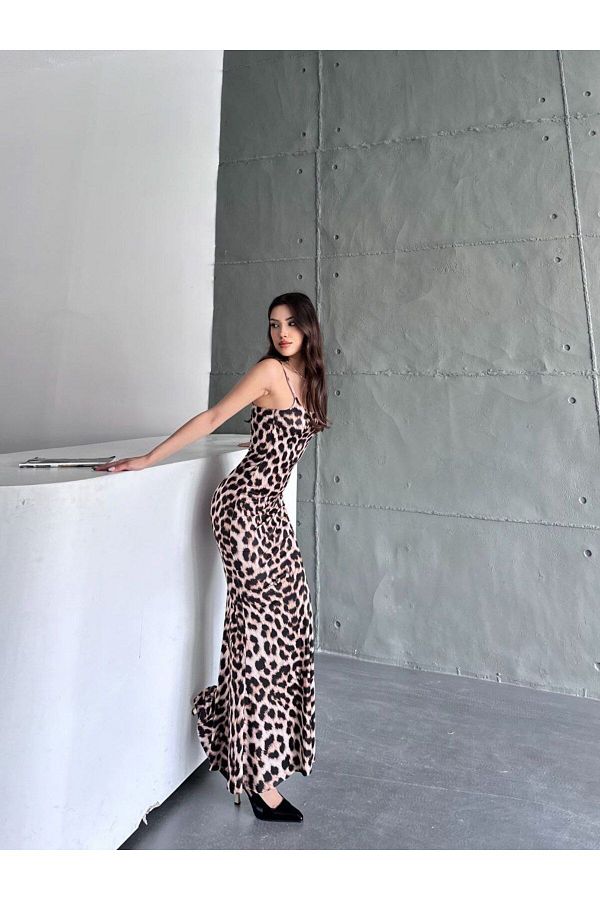 Leopard print thin strap dress top