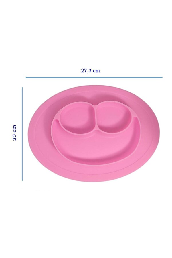jojobebek Kaymaz Silikon Mama Tabağı Silikon Bölmeli Mama Tabağı, Altı Kaymaz Mama Tabak (GÜLEN YÜZ FİGÜRLÜ)