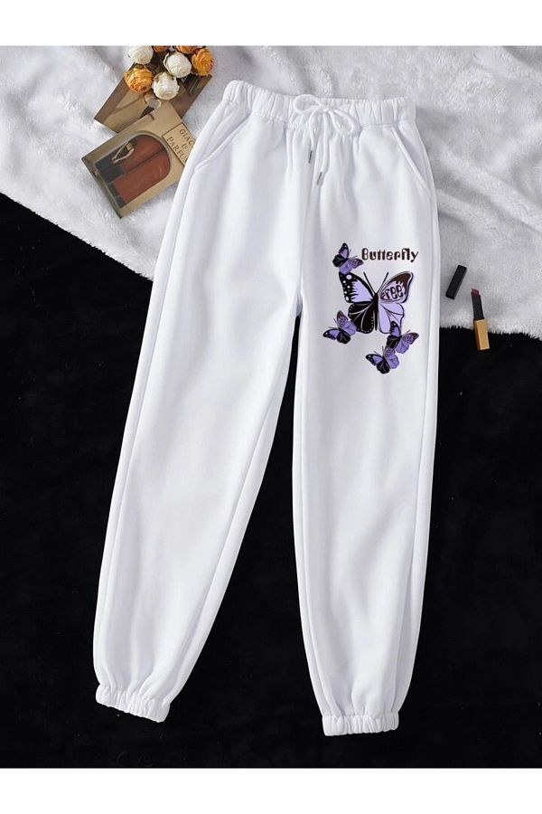 White butterfly sweatpants best sale