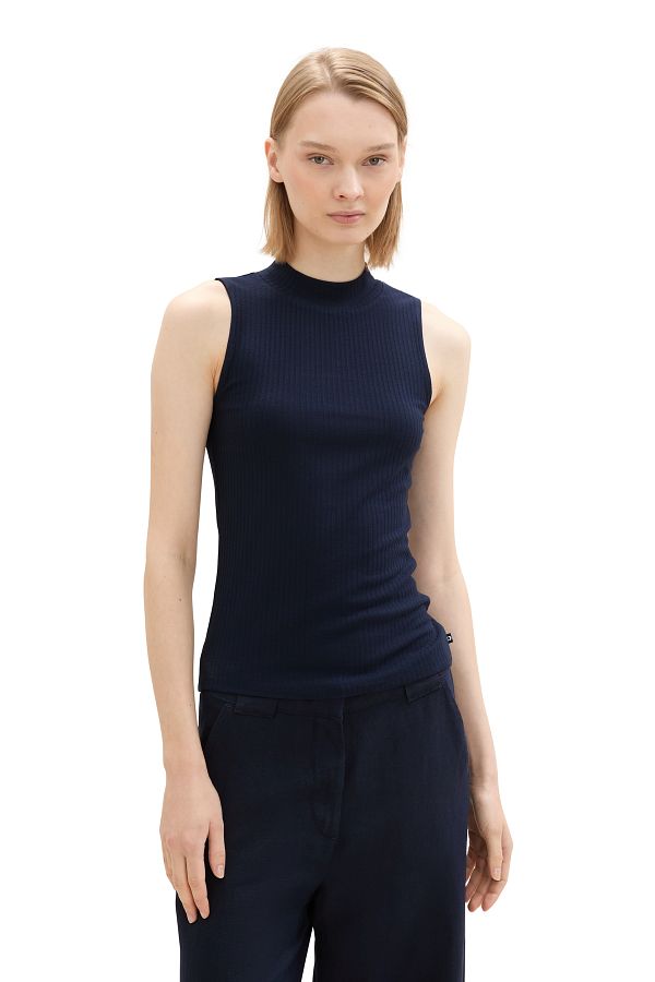Tom Tailor-Rib top with stand up collars 1
