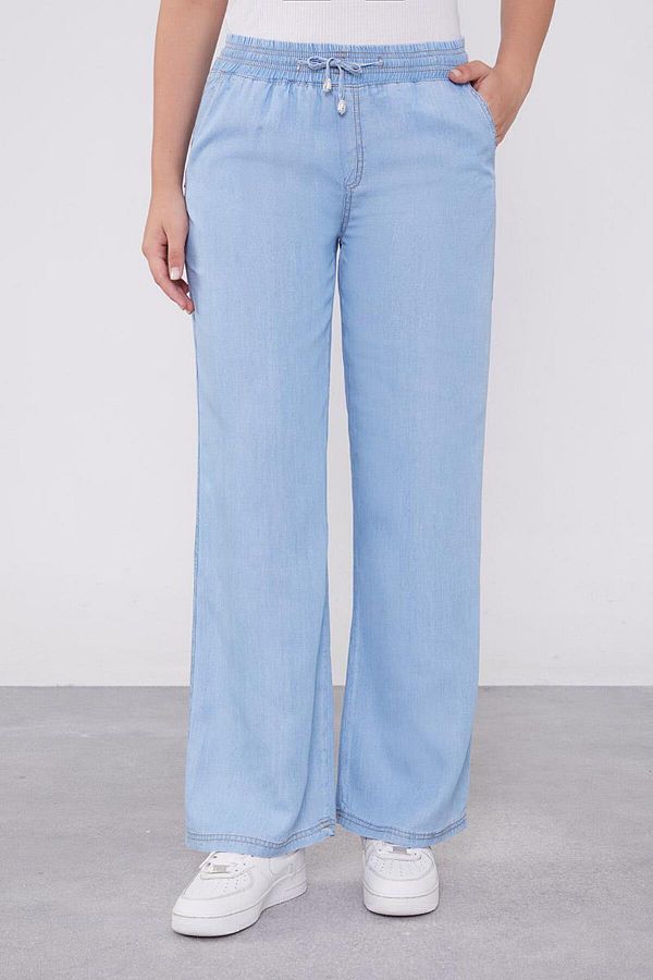 Levidor-A.Blue Jean Look Elastic Waist Trousers 1