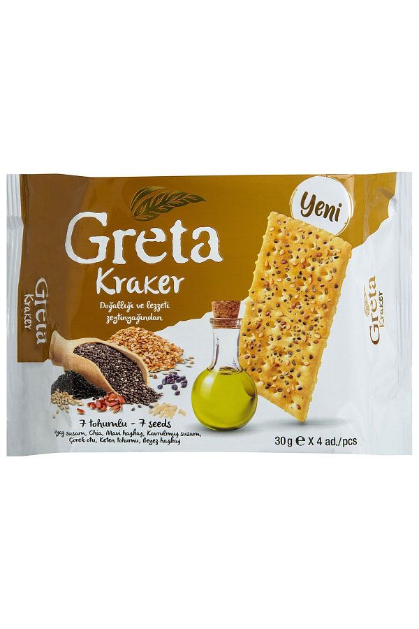 Greta-Cracker with 7 Seeds - 30Gr X 4 Pieces 1