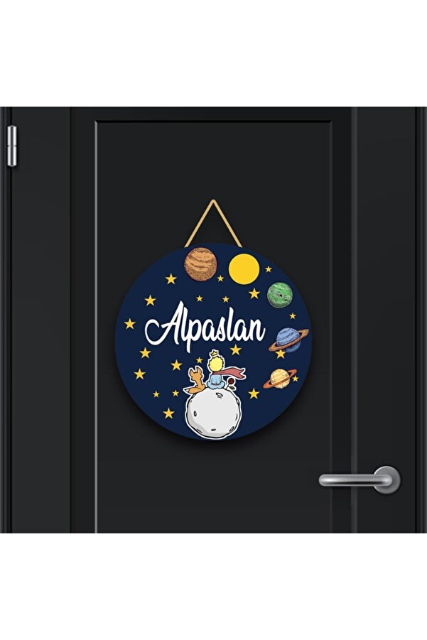 Kapbirhediye Küçük Prens Tasarımlı Bebek Odası Ahşap Kapı Süsü