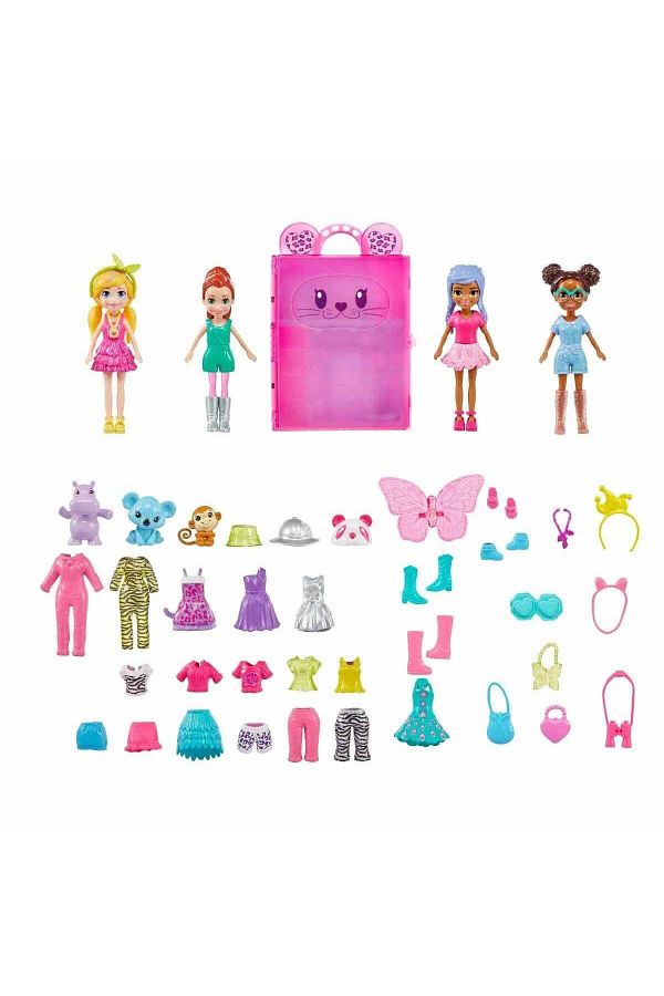 Tower Toys-Polly Pocket and Friends Colorful Fashion Wardrobe Play Set 50 Pieces Stylin'Safari Fashion Set HKW11 1