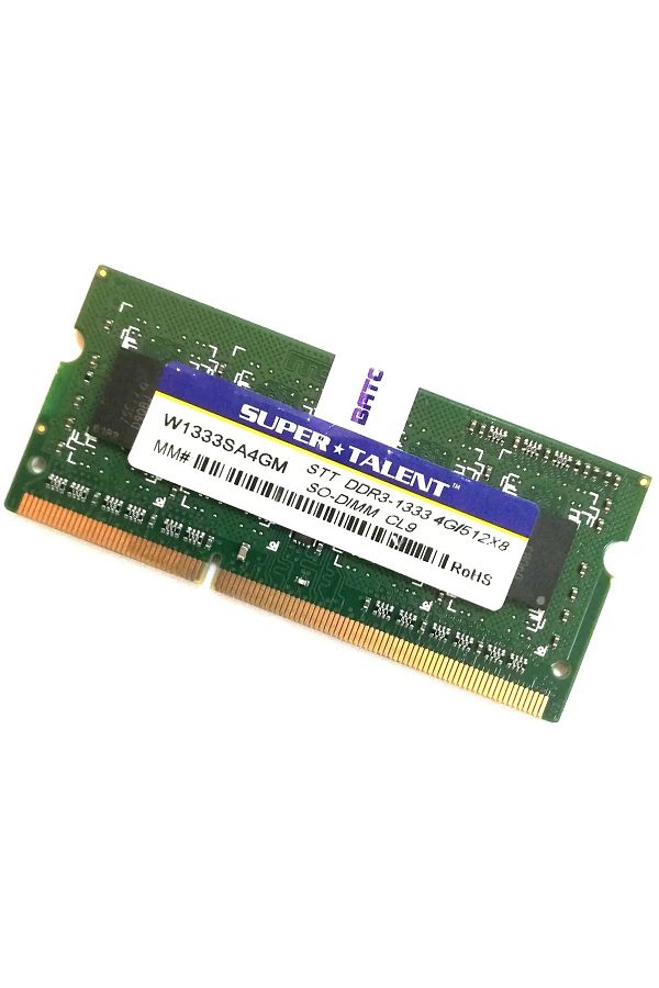 OEM-Super Talent w1333sa4gm - DDR3-1333 SODIMM 4GB/512Mx64 CL9 Notebook Memory 1