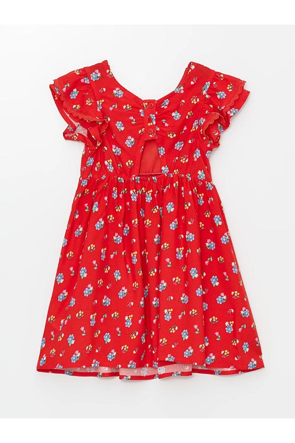 LC Waikiki LCW Baby Floral Print Crew Neck Short Sleeve Dress for Baby Girl Trendyol