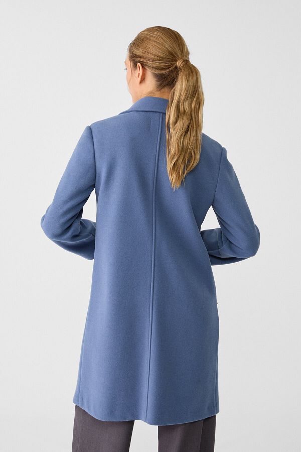 Stradivarius Midi Coat with Soft Texture and Button Trendyol