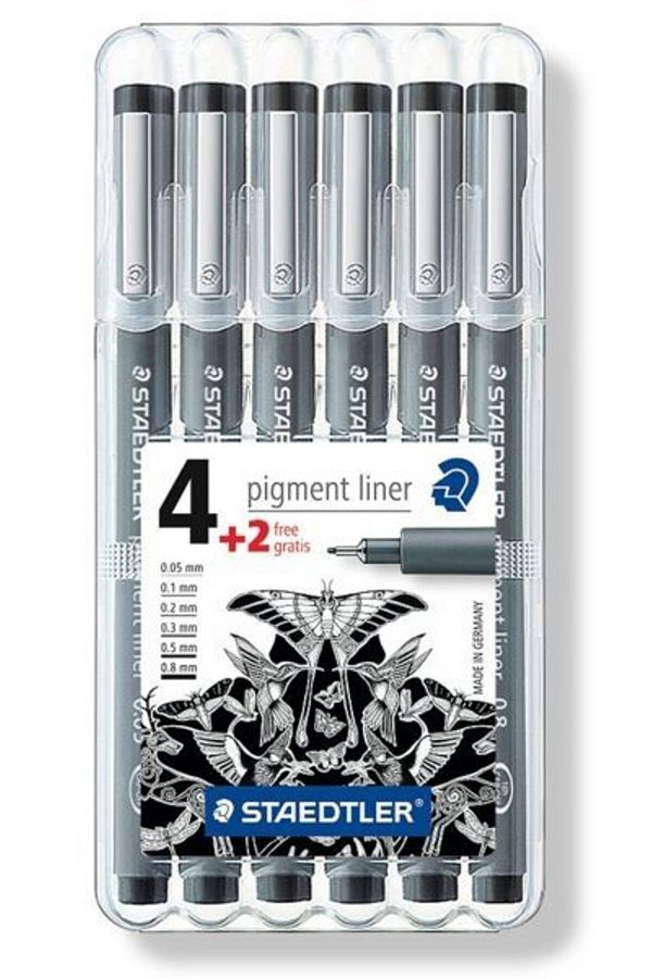 Staedtler-308 Sb6p مجموعة خطوط سوداء مكونة من 6 قطع (4 + 2 هدية) 1