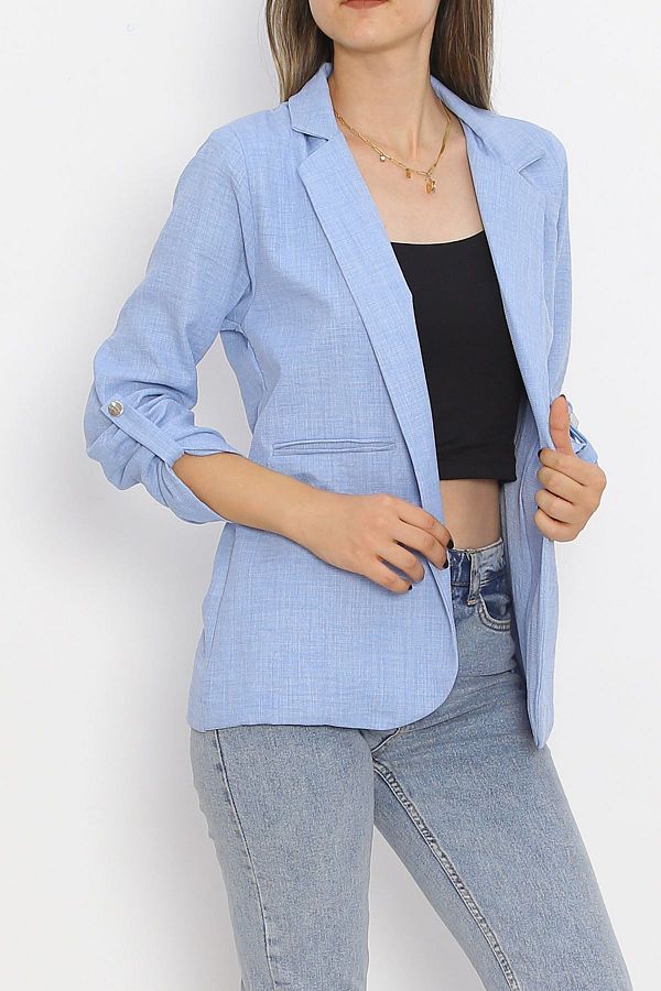 ipekse Light Blue Spring Jacket Cufflinks ERC3025 Model Trendyol