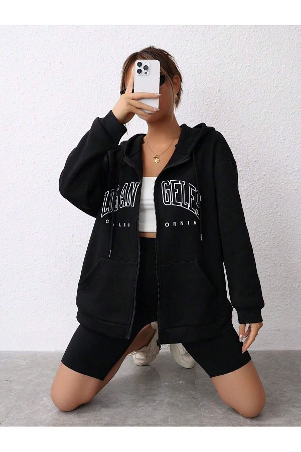 Black sweatshirt cardigan clearance