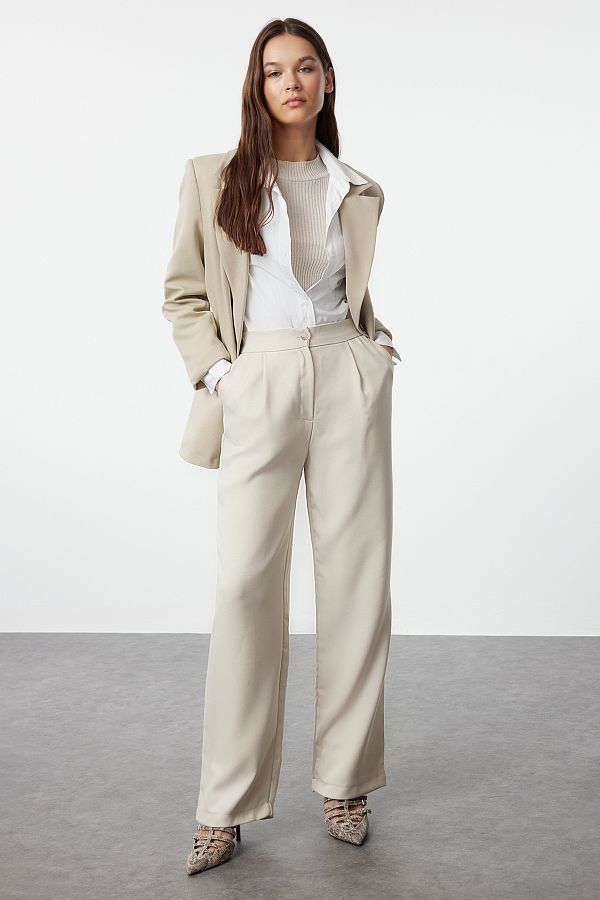 Trendyol Collection-Mintfarbene, gerade geschnittene, gewebte Hose – TWOAW22PL0321 1