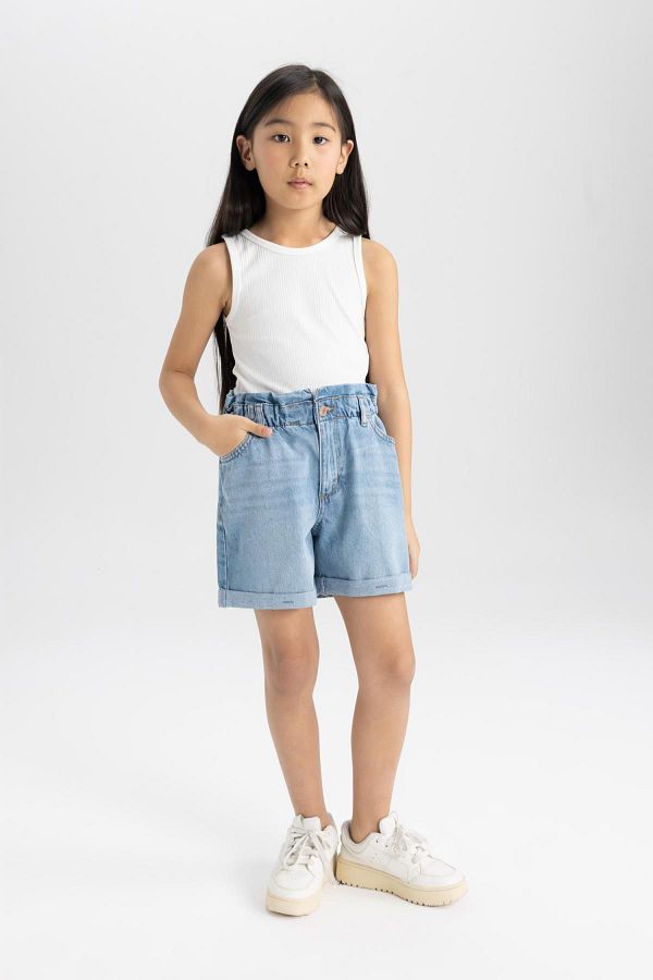 Defacto Girl s Paperbag Jean Shorts B8113A824SM Trendyol