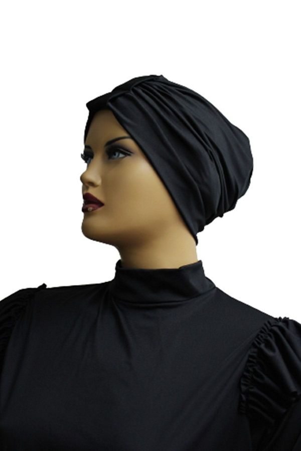 eflin-ملابس السباحة النسائية الحجاب قبعة السباحة السوداء 1