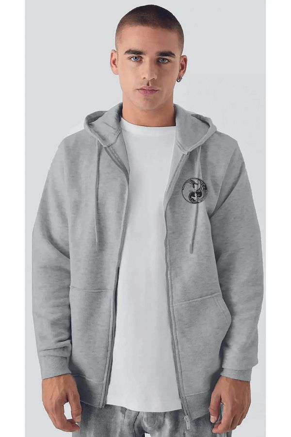 Boi Unisex Oversize Hooded Sweatshirt Black Gray White Zippered Loose Cardigan Trendyol