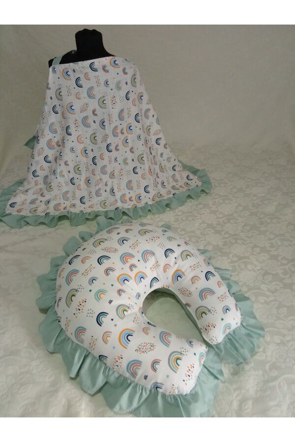 Wenaris fırfırlı emzirme yastığı ve emzirme önlüğü