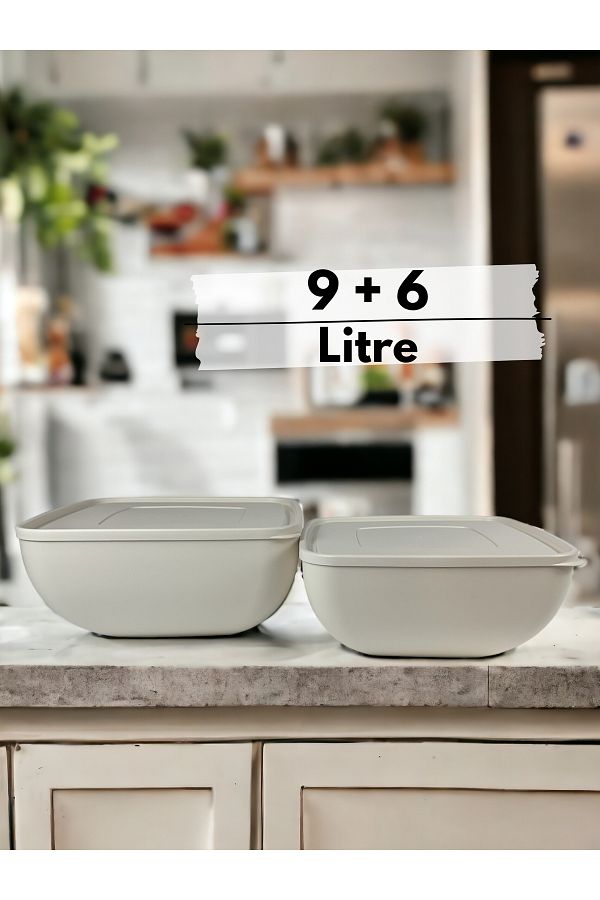 Kitcware-Storage Container, Flour Storage Container, Dough Bowl, Large Size Storage Container, Square Bowl Set, 15 Liter 1