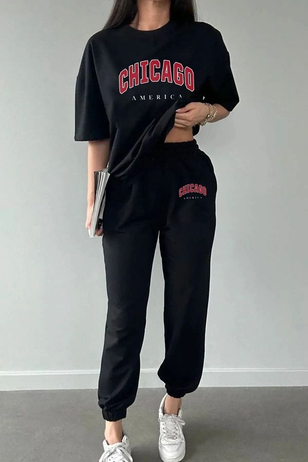 MODAR CH T Shirt Sweatpants Black Jogger T Shirt Bottom Top Tracksuit Set Crew Neck Trendyol