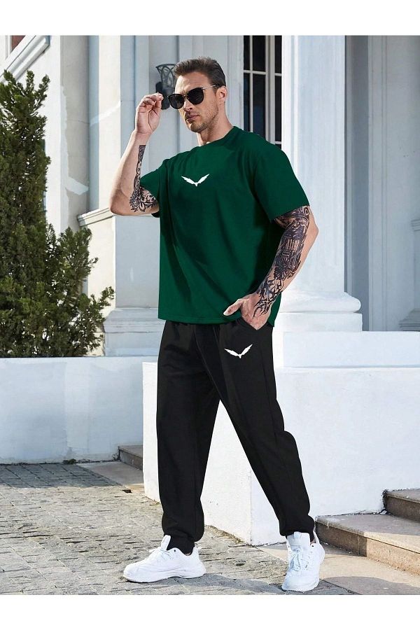 Black joggers and black shirt discount