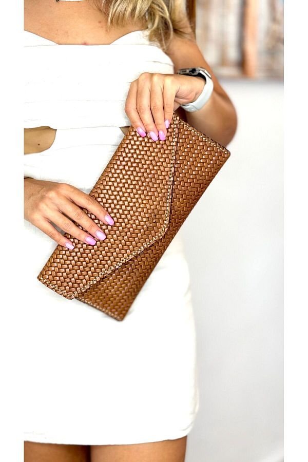 Tuvita Collection Bodrum Tan Colored 100 Real Leather Women s Portfolio Clutch