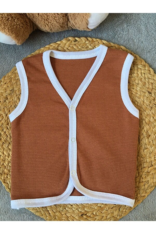 caliskanonline Örgülü Çıtçıtlı Mevsimlik Bebek Yelek 3-6-9 Ay