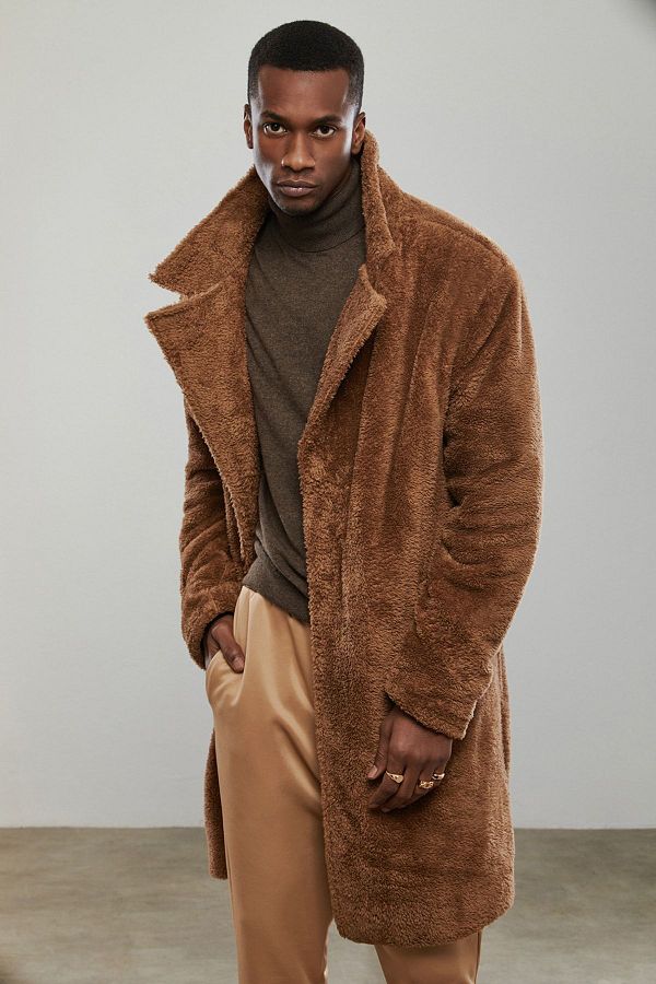 Dear Deer Camel Teddy Coat Trendyol