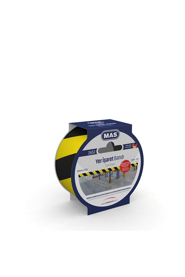 Mas-Yellow and Black Floor Sign Tape - 50mmx27m 1