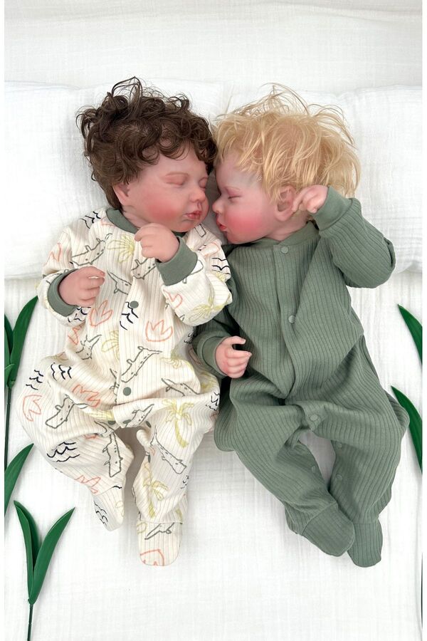 PATSAN 2'li Pamuklu Bebek Patikli Uyku Tulumu Fitilli Esnek Kumaş Yeşil Timsah