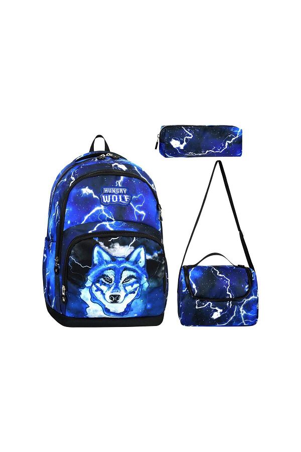 Mashotrend Hungry Wold Wolf School Bag Thermal Nutrition and Pen Holder Primary School Bag Backpack Trendyol
