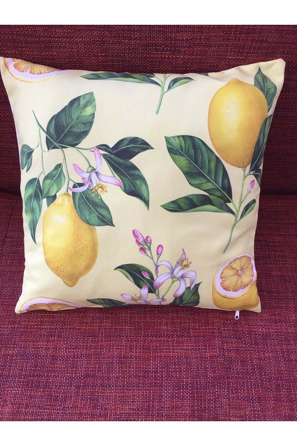 Mora Örgü-Mora Knit Lemon Patterned Pillow 1