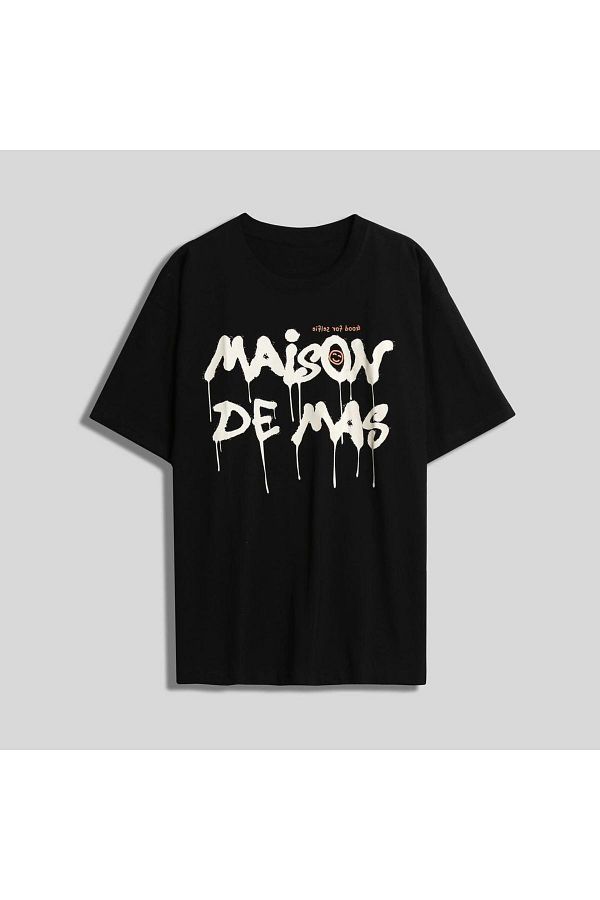 Mythologie-Black Maison Design Oversize T-Shirt - Crew Neck, Short Sleeve 1
