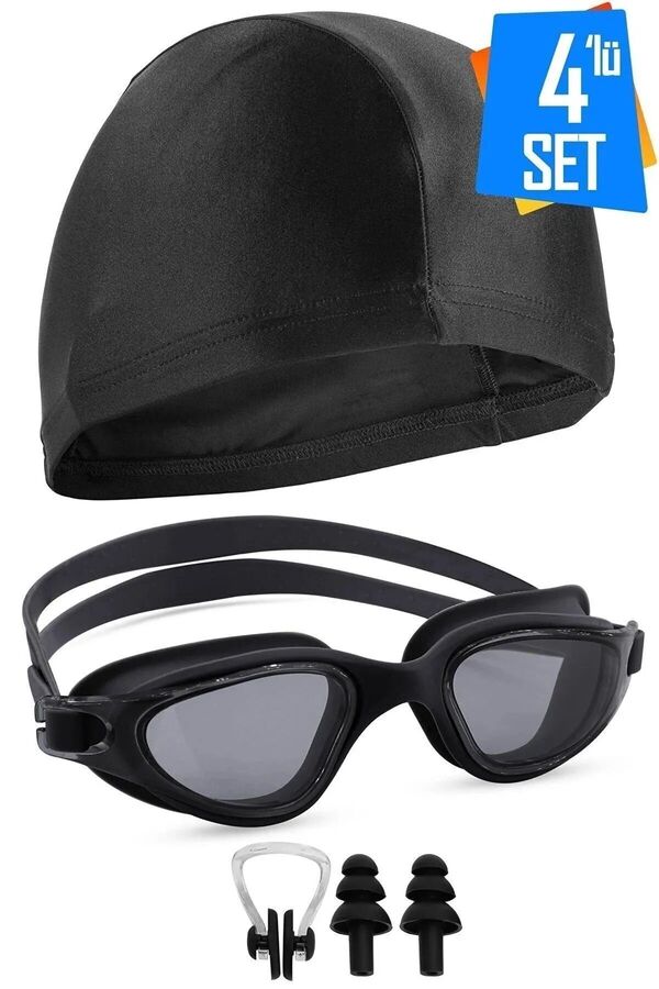 ALASTOR-SET OF 4 Swimmer PRO Anti-fog Pool Sea Swimming Goggles with Cap and Stopper UV Protected Swimming 1