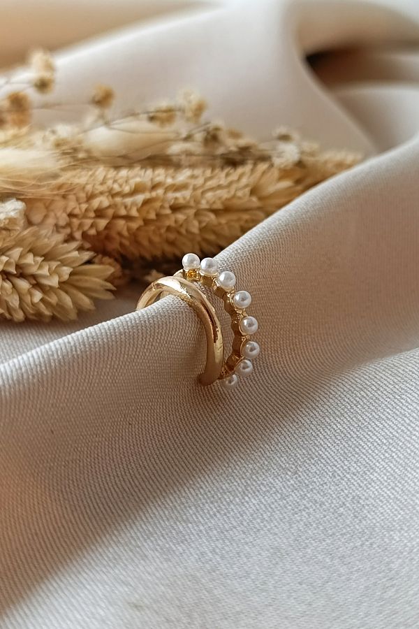 COSİTA-Double LooK pearl Row CartilaGe EarrinGS 1
