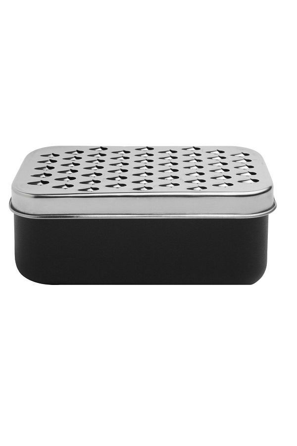 Kitchen Design Lab-Rectangular Black Grater with Chamber and Storage Container, Grater with 2 Blades 11 Cm 1