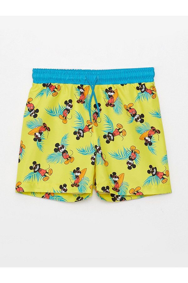LC Waikiki-Schnelltrocknende Badeshorts für Jungen mit Mickey-Mouse-Aufdruck und elastischem Bund 1
