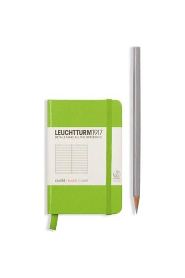 Leuchtturm1917-Notepad Mini Size (A7), Hard Cover, 169 Numbered Pages, Lime Green - Lined 1