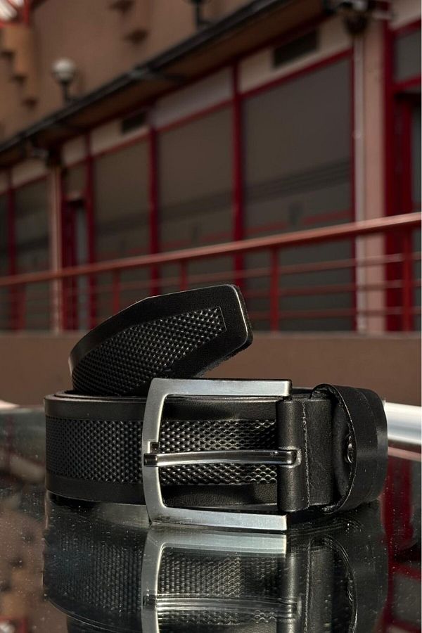 inpool-Men's Old Money Culture Classic-Sport Belt - 100% Leather Black KMR07 1