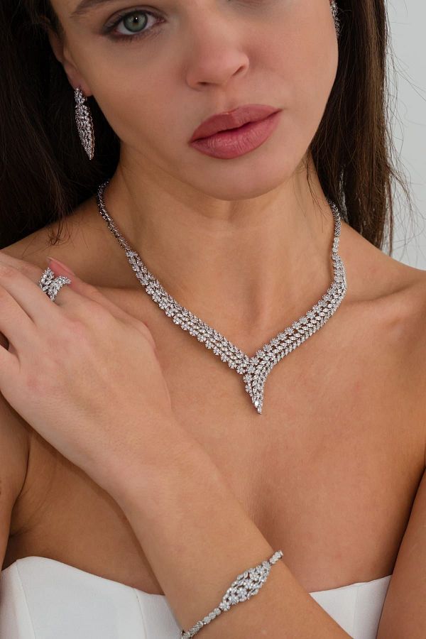 V YA Mother s Day Gift Victoria Zircon Gemstone Jewelry Set Necklace Earrings Bracelet Ring Gift Set Trendyol