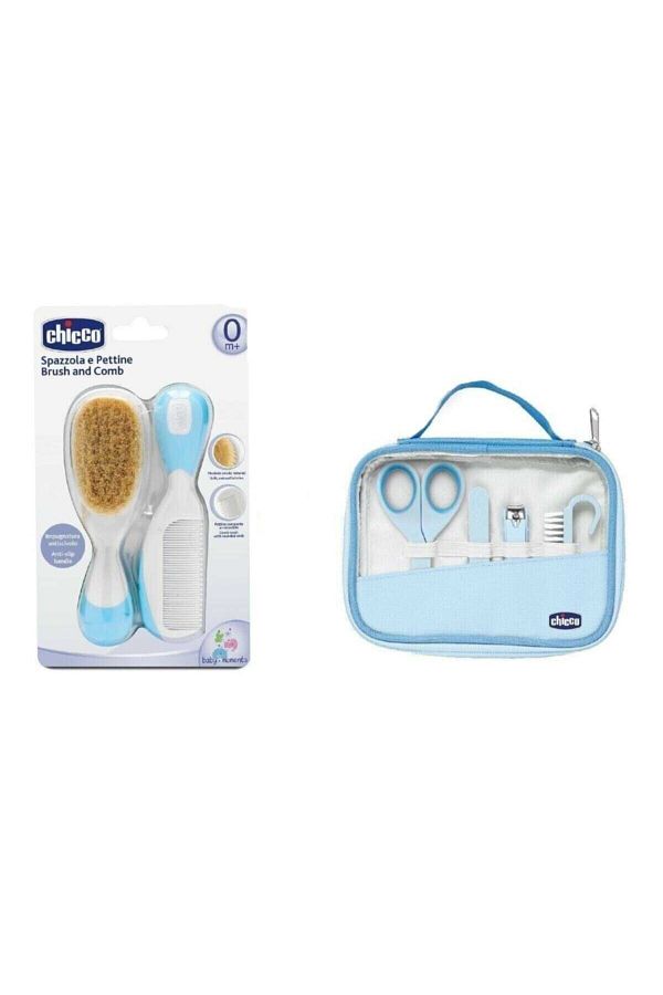 Chicco-مشط فرشاة أزرق ومجموعة العناية بالأظافر 1