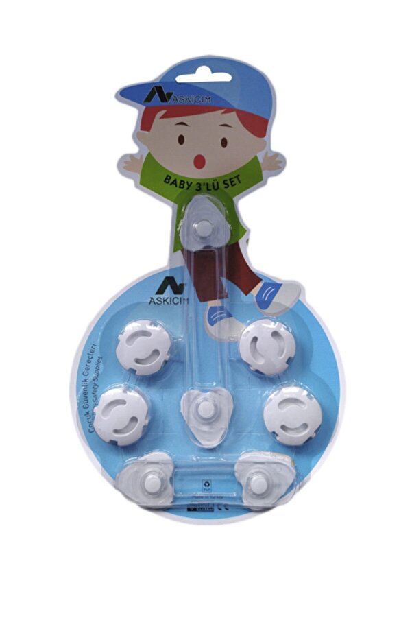 SPRENDA Baby 3lü Set Koruyucu Priz Kapatıcı Çocuk Bebek Çekmece Dolap Beyaz Eşya Güvenlik Kilidi