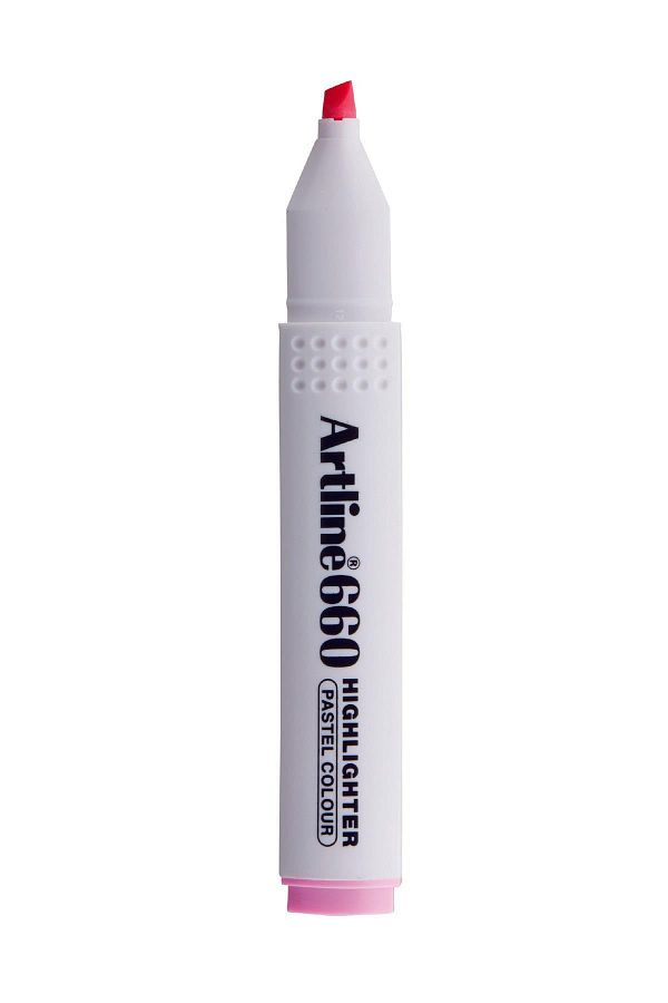 artline-قلم هايلايتر ذو طرف مقطوع باللون الوردي الباستيل - 1.0-4.0 مم (عبوة من 12 قطعة) 1