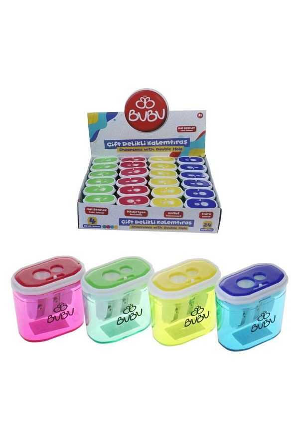Bubu-This-This Pencil Sharpener Transparent Rectangular Double Blade Pencil Sharpener (Pack of 24) 1