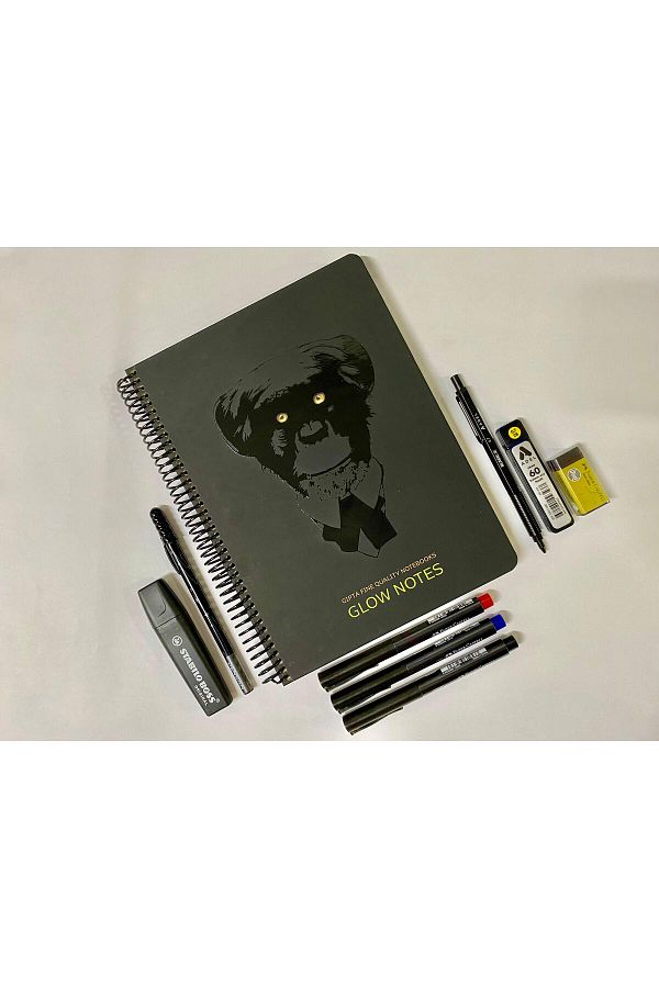 MİRAYOFİSKIRTASİYE-19.26 Size Glow Stationery Set - Glittered Versatil Roller, Tip Eraser NotebooK Marker 1