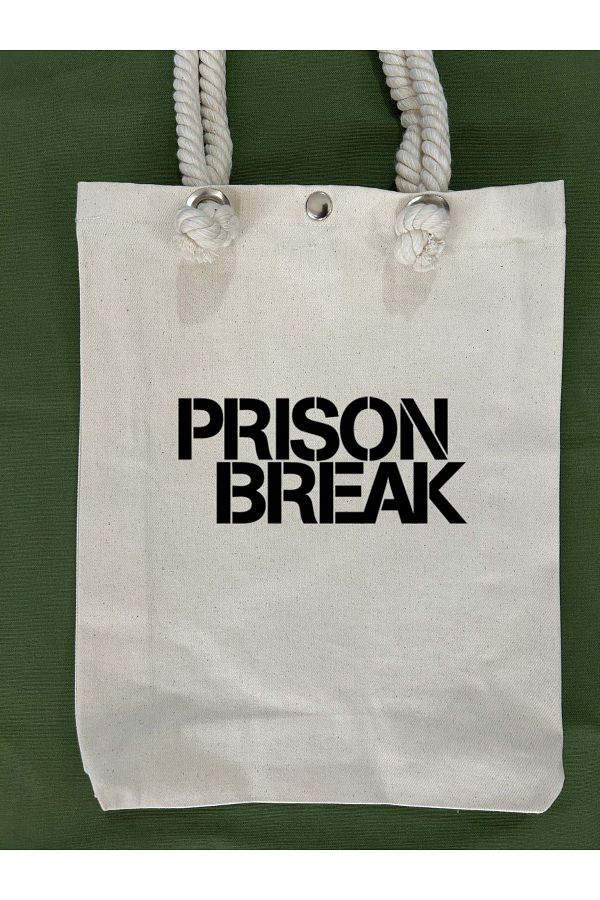 Lessa Home-Gabardine Fabric Rope Strap Snap Detail Prison Break Printed Gusseted Strap Cloth Bag 1