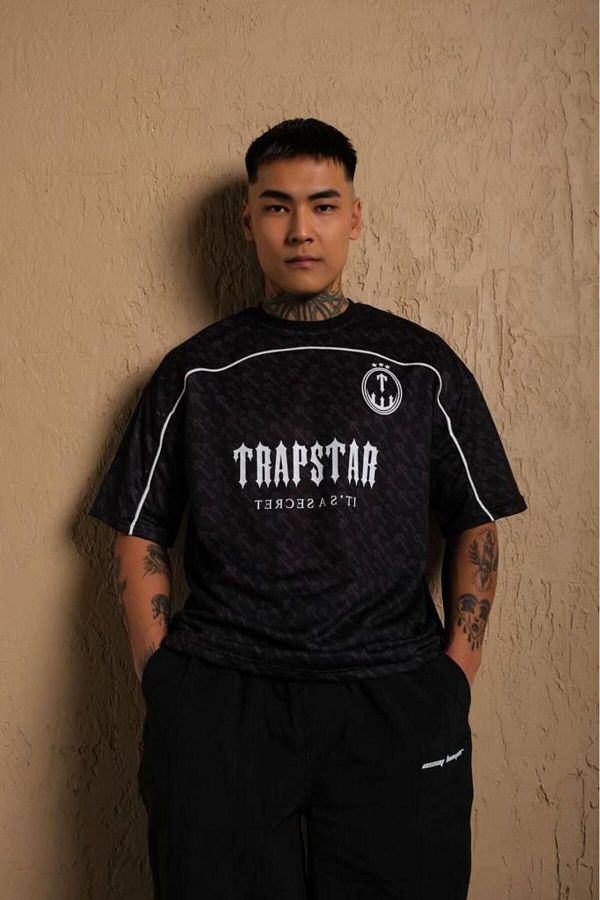 Baycombine35 Unisex Black Trapstar Printed Crew Neck Oversize Jersey T shirt Trendyol