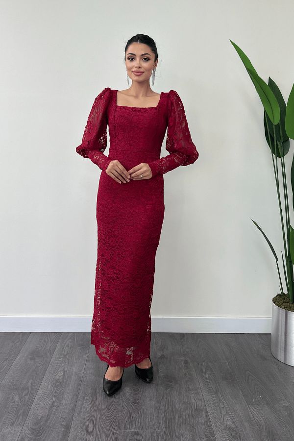 Burgundy maxi prom dress best sale