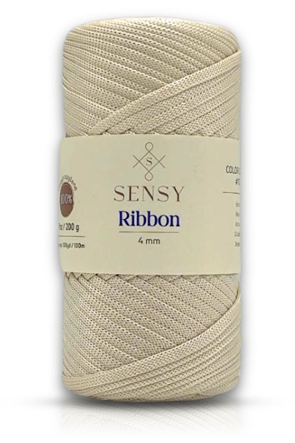 SENSY-Premium Polyester Ribbon - 200g Macrame Thread Ecru 1