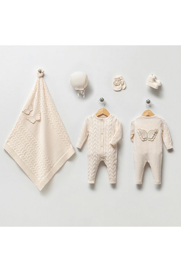 Nipperland-Girl 0-3 Months Angel Wing Cotton Organic Certified 5-Piece Hospital Release Set 1